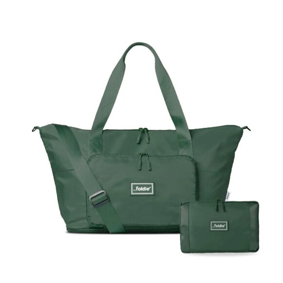 Foldie Travel Tote Bag Green With Adjustable Strap & Pouch - Picture 1 of 4